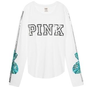 PINK VS Bling football tee NIP M